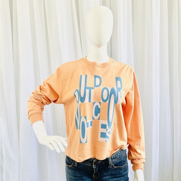 Outdoor Voices Sweaters - Outdoor Voices Apricot Sweatshirt with Blue Graphic